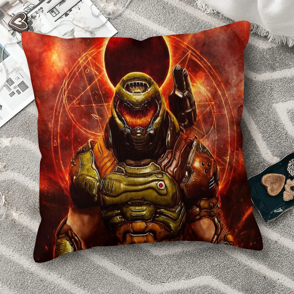

Doom Shooting Game Dota Eternal Satanic Hug Pillowcase Backpack Cushion Bedroom DIY Printed Chair Throw Pillow Case Decorative
