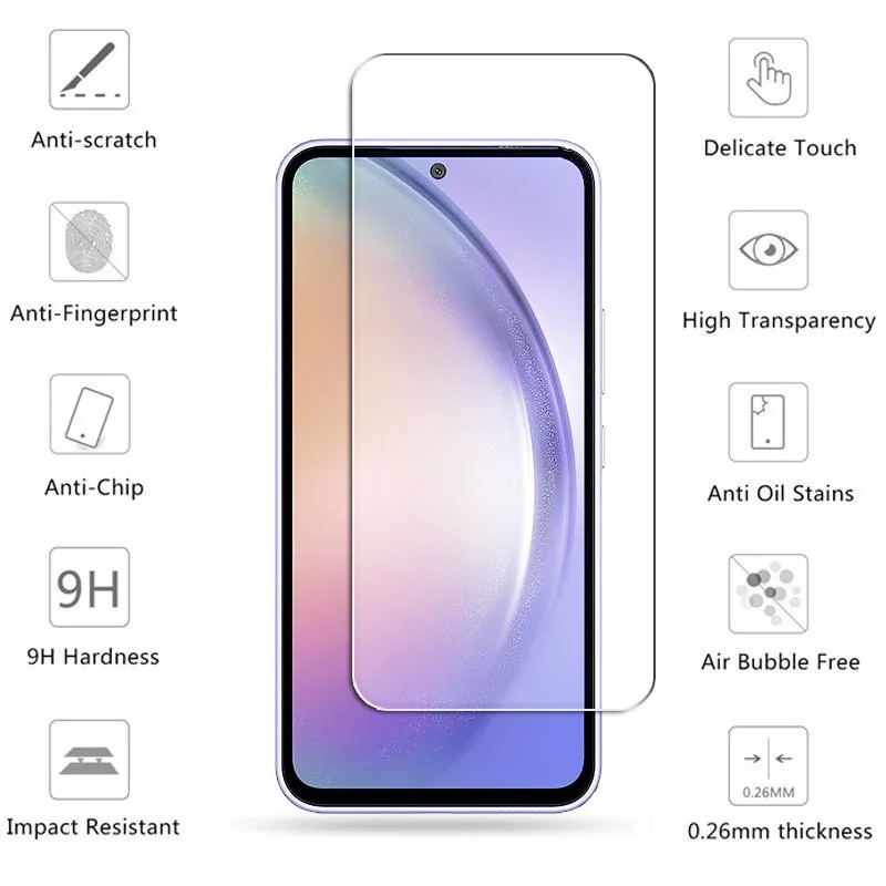 4Pcs Glass For Samsung Galaxy A54 Screen Protector For Samsung A54 A14 A24 A 34 A04 Tempered Glass Phone Film Galaxy A54
