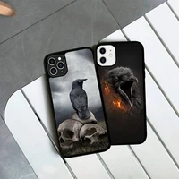 crow skull raven moonlight phone case silicone pctpu case for iphone 11 12 13 pro max 8 7 6 plus x se xr hard fundas