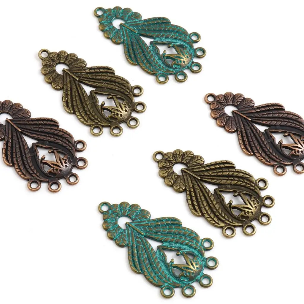 

Bohemian Chandelier Connectors Irregular Multicolor Carved Pattern Charms DIY Making Necklace Jewelry Gifts 39mm x 22mm,10PCs