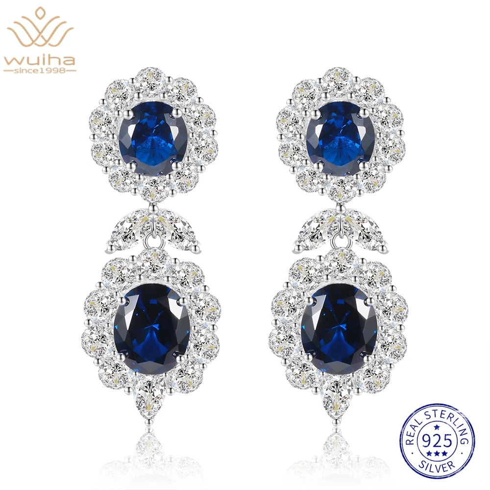 Серьги-гвоздики WUIHA из высокоуглеродистого серебра 925 пробы с бриллиантами 9 х11 мм