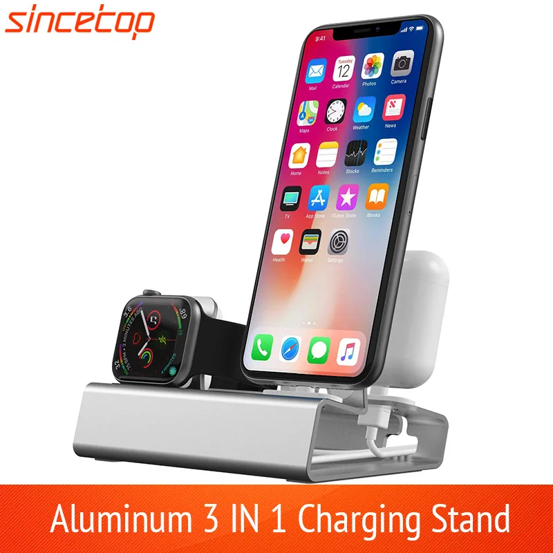 Aluminum 3 in 1 Charging Stand for iPhone 14 13 12 Pro 11 XR 8 Apple Watch Airpods Pro Charger Dock Station Holder For iWatch