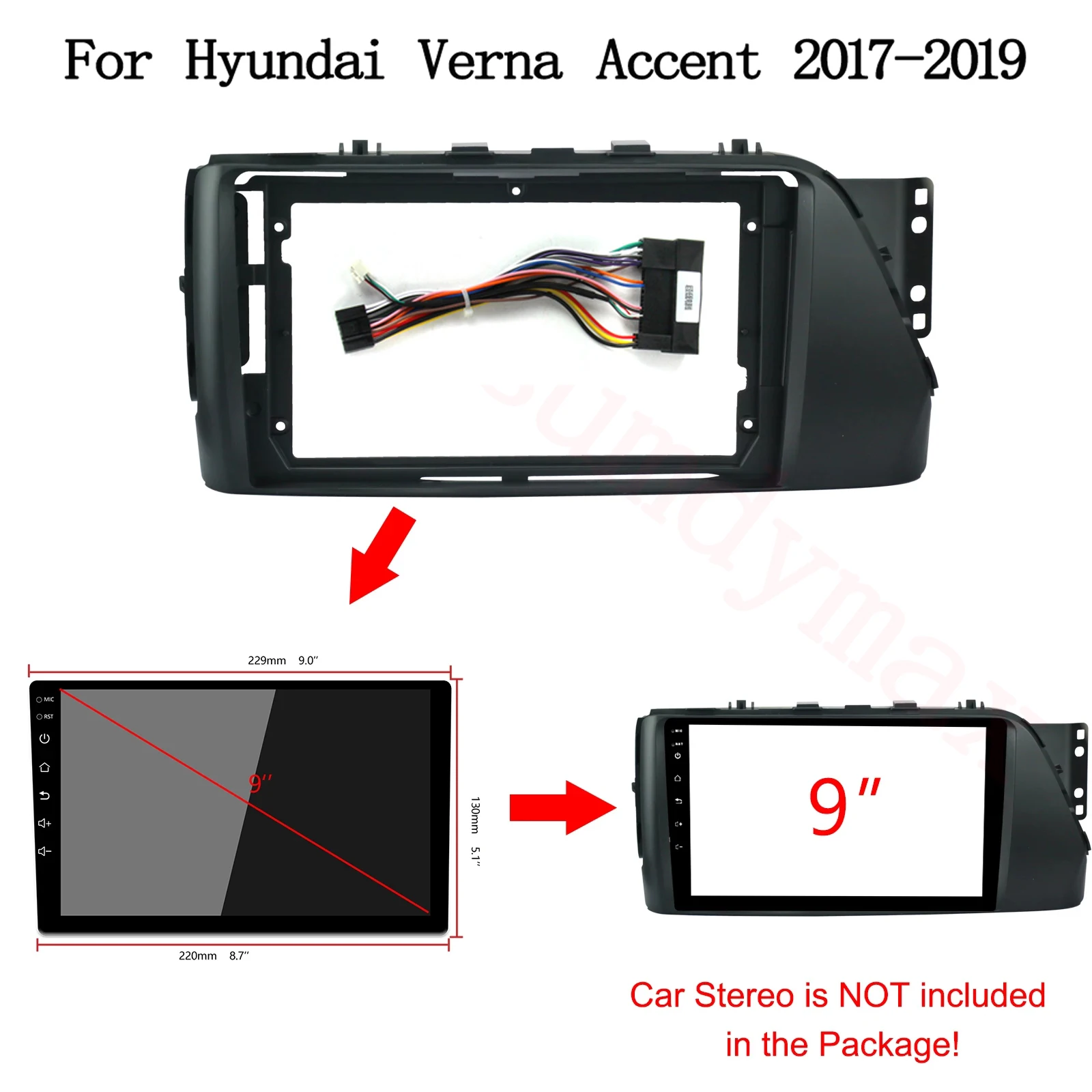 Рама для DVD-плеера 9 дюймов 2 din Hyundai Verna Accent 2017-2020