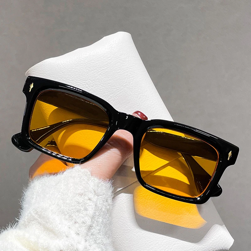 Модные Квадратные Заклепки SO &amp EI для мужчин и женщин солнцезащитные очки