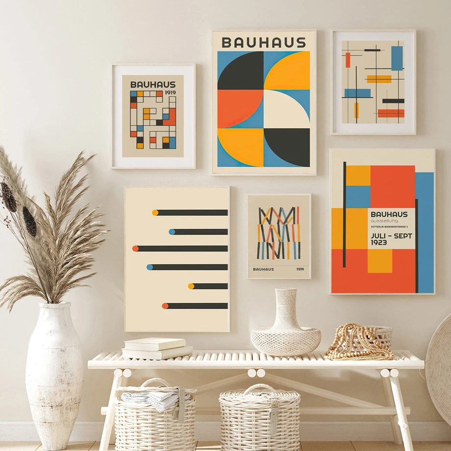 

Bauhaus Lines Square Geometry Modern Abstract Nordic Wall Art Posters And Prints Canvas Painting Pictures For Living Room Decor