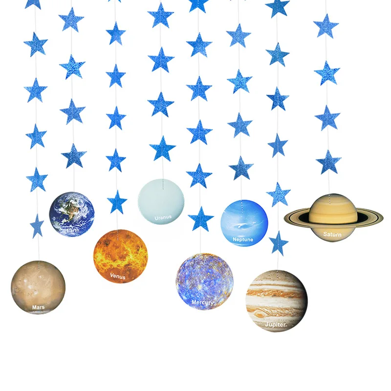 

Universe Eight Planets Star Banner Garlands Starry Sky Theme Party Kids Boy Birthday Party Decoration Baby Shower Supplies