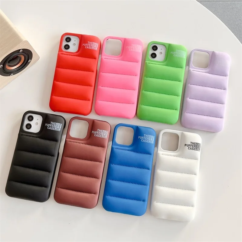 

Hipster Down Jacket The Puffer Case for iPhone 13 12 11 Pro Max X XS XR 8 7 Plus SE 2020 Soft Silicone Street Fashion Back Cover
