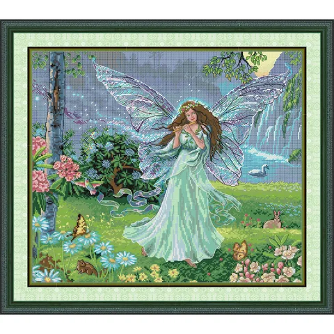 Soulgift News Набор для вышивки крестом "Фея бабочки", синий
