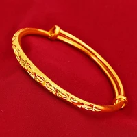 carved star womens bangle push pull bracelet 18k yellow gold filled classic women solid jewelry gift size adjust dia 60mm