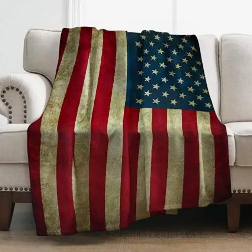 

USA Flag American Blanket Mat Cover Bedspread Soft Warm Fleece Air Bedding Room Kids Man Woman Gift