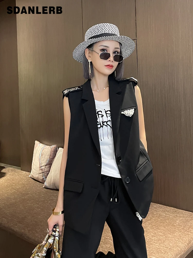 

Suit Vest for Women 2022 Summer New European Station Slimming High Sense Trendy Fashion Outerwear Sleeveless Waistcoat