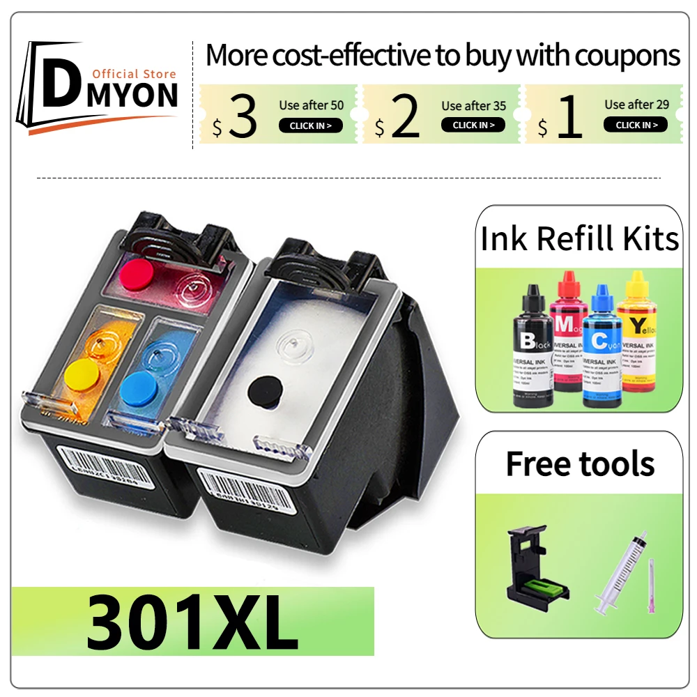 

DMYON 301XL for HP Envy 4500 4501 4502 4503 4504 4505 4507 4508 4509 4630 Printer Compatible for HP 301 XL hp301 Ink Cartridge