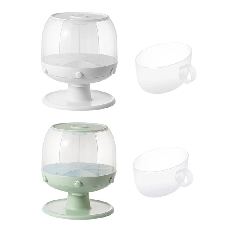 

6-Grid Moisture-Proof Rice Dispenser Clear Sealed Cereal Dispenser 360 Rotating Miscellaneous Grain Storage Jar