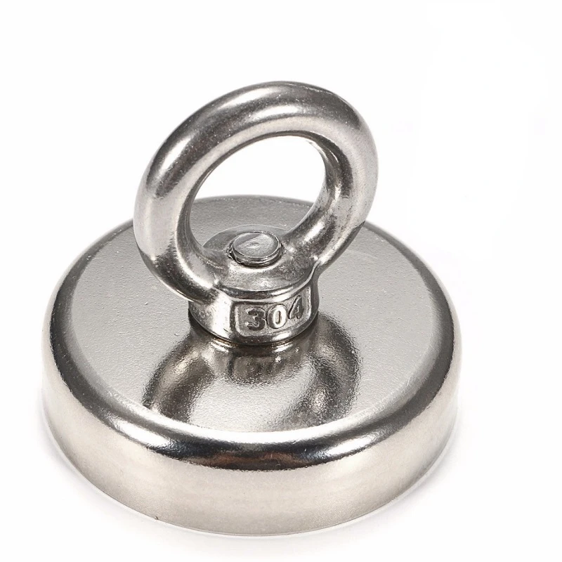 

1pc Strong Fishing Magnet, Super Neodymium Iron Boron Iron Magnet, Stainless Steel Rings, Fishing Artifact Iron Magnet Magneto F