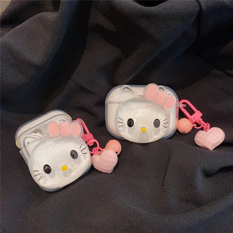 Kawaii Airpods чехол Hello Kitty 1 2 3 Pro прозрачный мягкий для девочек Sweet |