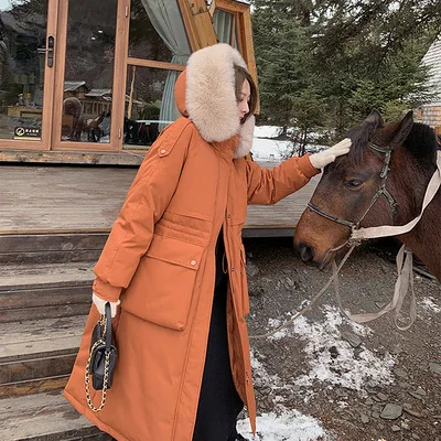 

FOR 2022 Winter New Long-term Prostitute Down Jacket Female Spot Thick Big Fur Collar Korean Women