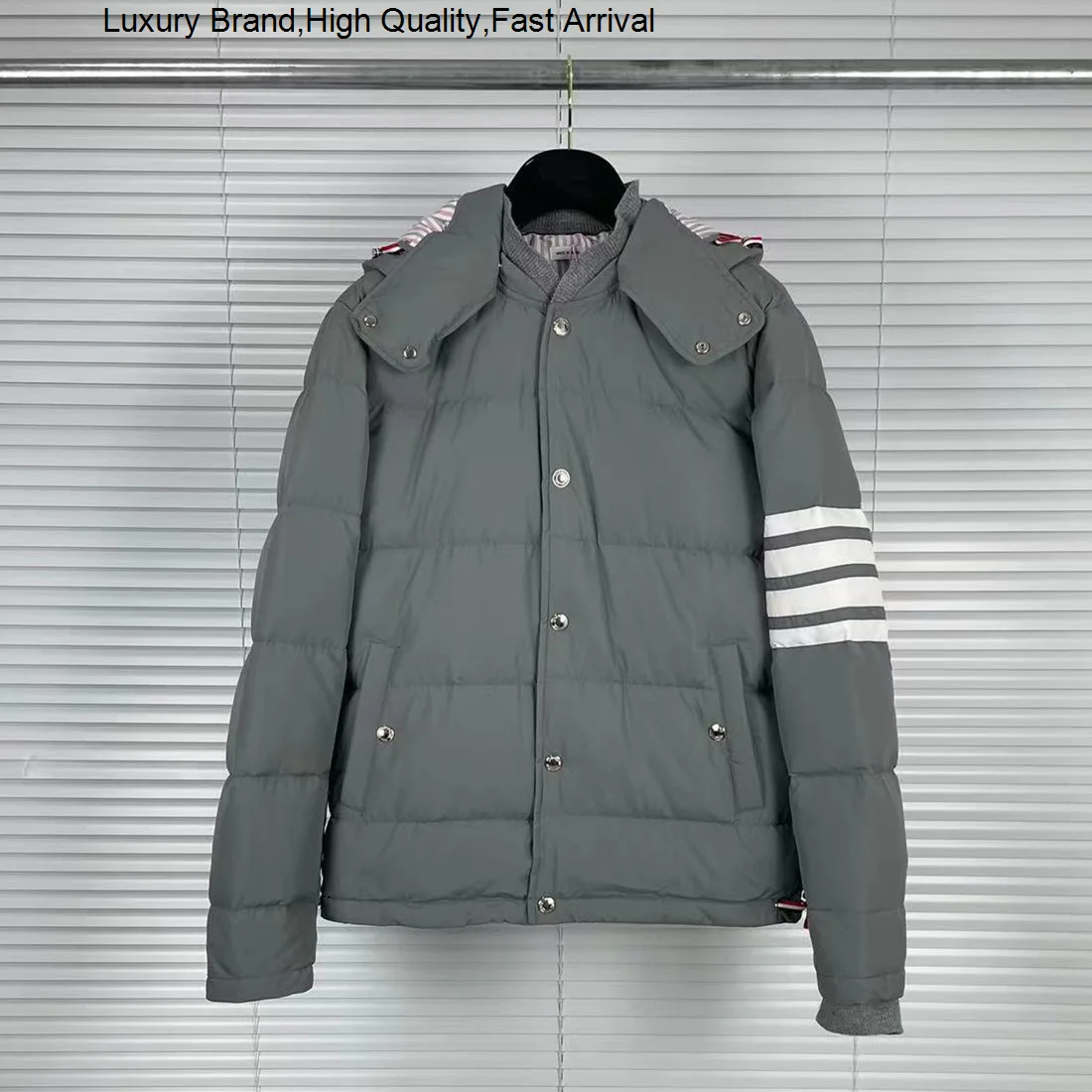 

High-end Fashion Men's Brand Original Striped Design Luxury Puffer Jacket Famous Unisex High Quality Down Coat