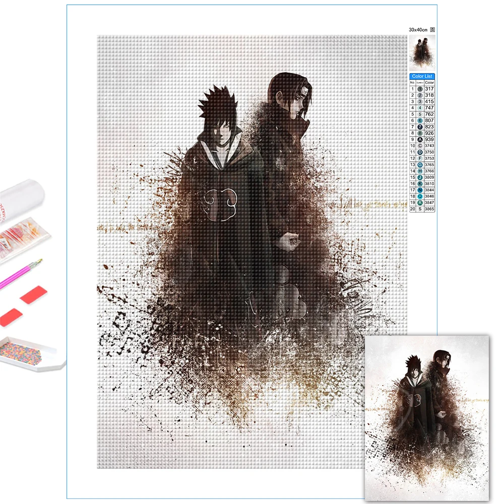 

Uchiha Sasuke And Itachi Abstract Picture Home Decor Diamond Embroidery Painting Anime Role 5D DIY Full Round Drill Cross Stitch