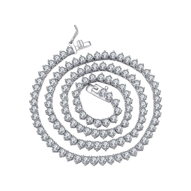 

Женское универсальное теннисное ожерелье из стерлингового серебра S925 пробы, модное, простое, полностью покрытое бриллиантами