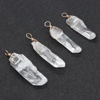 natural stone crystal gem pendants irregular diy accessories for making necklaces jewelry white crystal geometric pillar charms