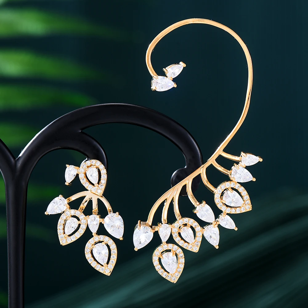 

Missvikki New Luxury Gold Color Earrings Fashion Clip for Women Girl Daily Wedding Trendy Jewelry Accessories High Quality