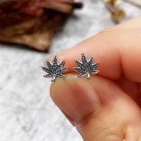 huitan creative maple leaf stud earrings women metal style fashion versatile daily wear accessories for party jewelry wholesale