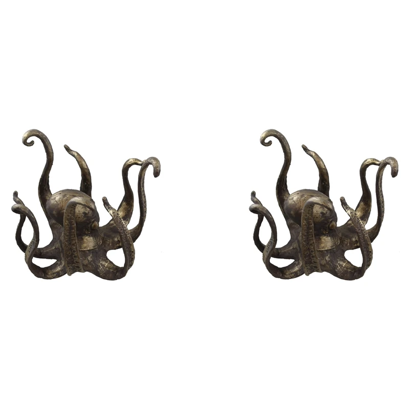 

2X Octopus Tea Cup Holder Large Decorative Resin Octopus Table Topper Statue For Home Office Decoration