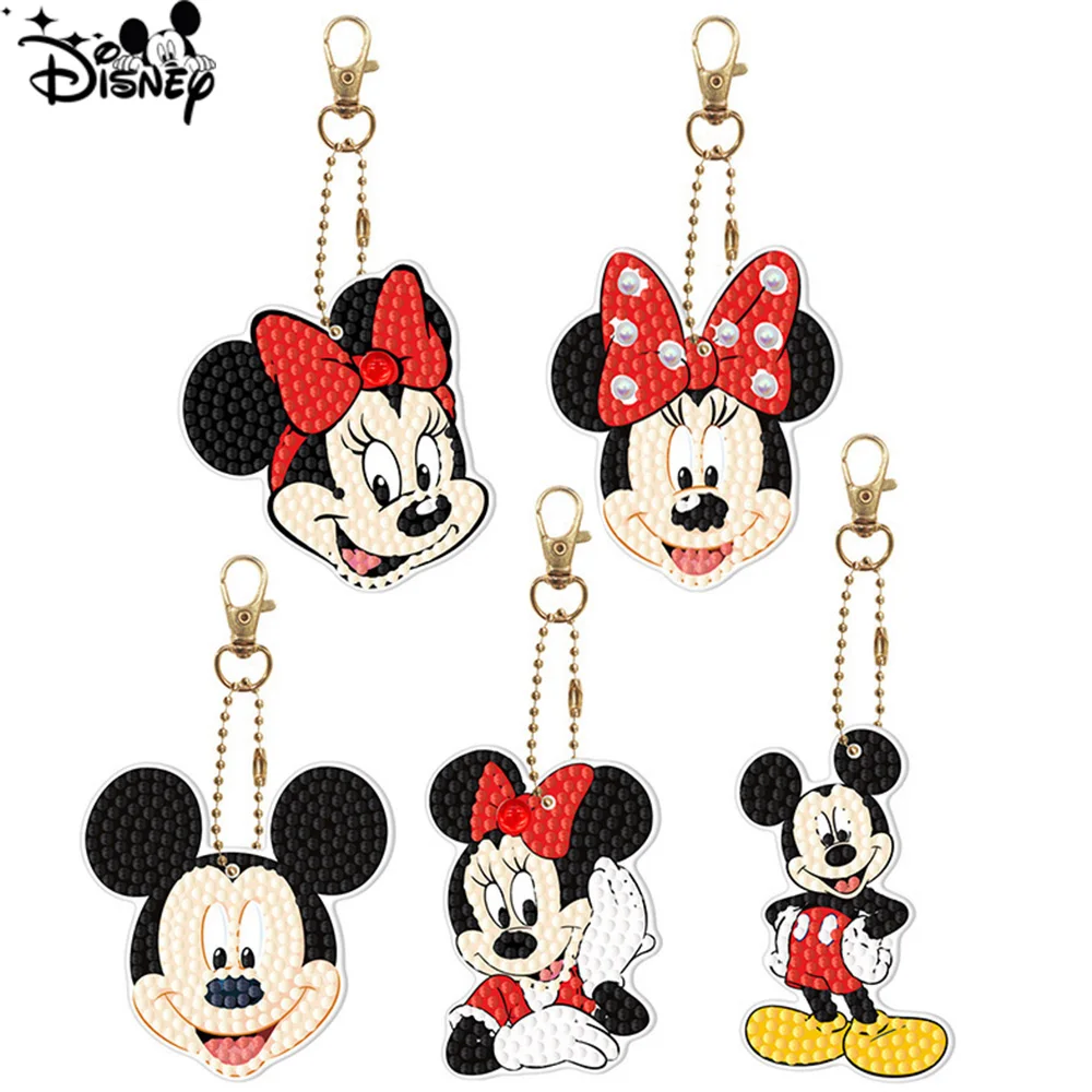 

Брелок для ключей «сделай сам» Disney, набор из 5 предметов с алмазной вышивкой особой формы, с мультяшным Микки и Минни Маус, ручная работа, подарок