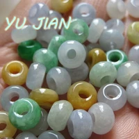natural jadeite abacus round beads handmade diy loose beads delicate tricolor jade bangle pendant earring jewelry accessories