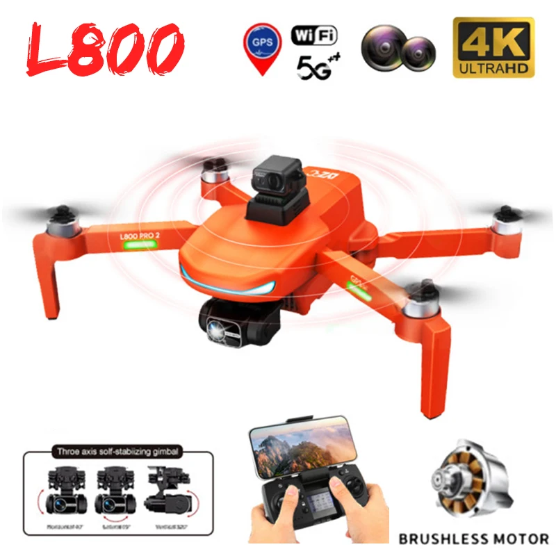 

GPS Rc Photography Drone Quadcopter PRO 3-Axis Brushless Toy Gimbal Foldable L800 4k Double Aerial Camera Profesional Anti-Shake