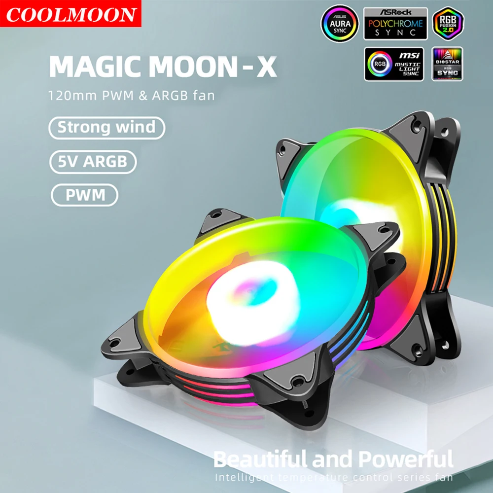 

Кулер-радиатор Coolmoon для ПК, 4 контакта, 120 мм, 5 В, 3 контаксветодиодный