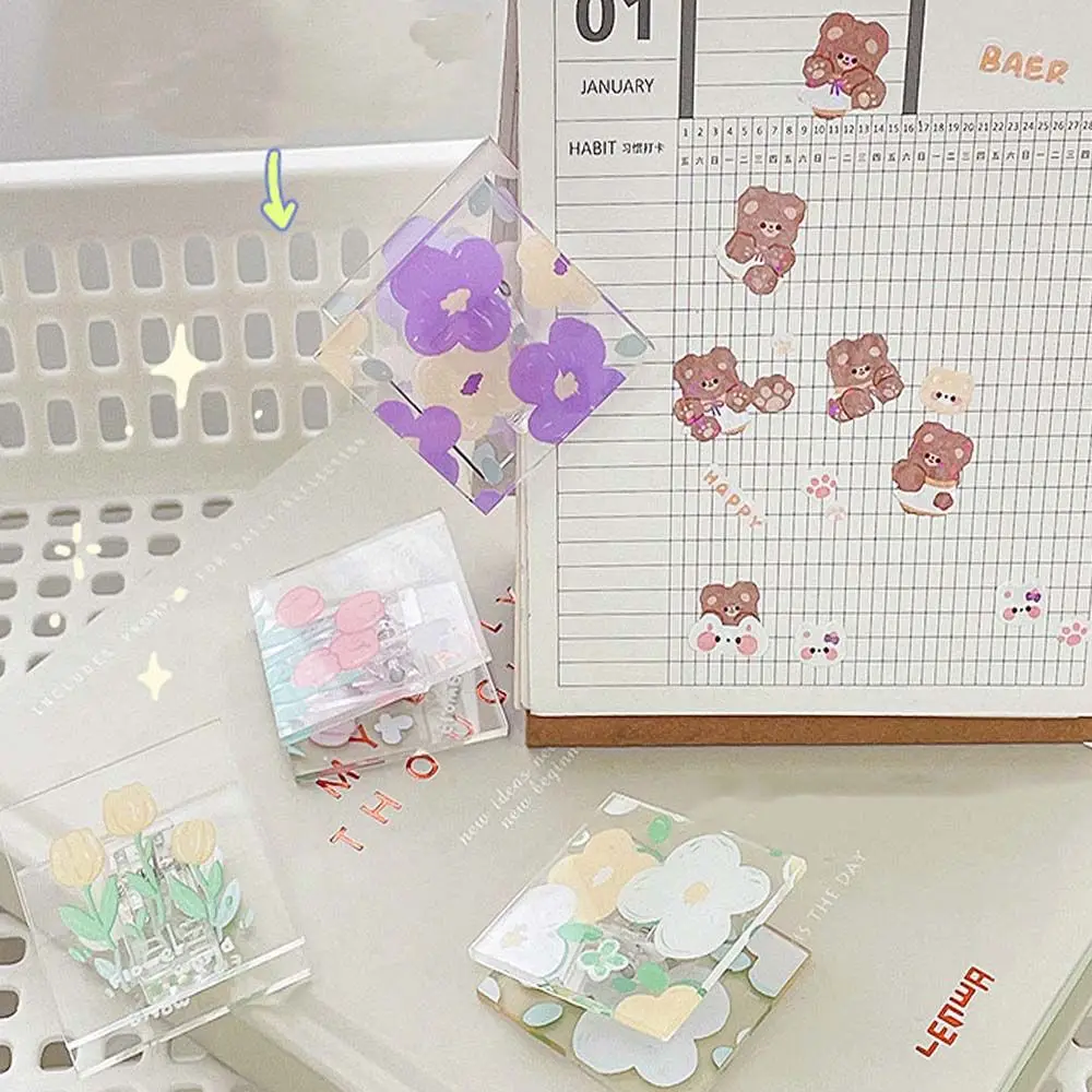

1Pc Cute Purple Tulip Pattern Test Paper Folder Office File Organizer Folder Documents Binder Paper Clip