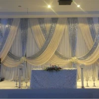 10ft 20ft white wedding backdrop with silver sequin beautiful swag wedding decoration
