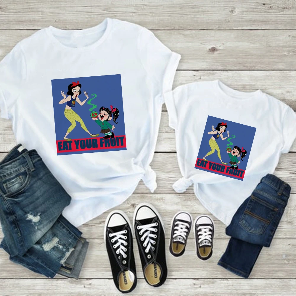 

Disney Eat Your Fruit Snow White T-Shirt Femme Pulp Fiction Mom and Daughter Clothing Matching Family Summer 2022 Spain Fashion