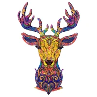 adult animal wooden puzzle deer elephant fox wooden jigsaw puzzle for adult kid educational game children wood toys puzzle bois