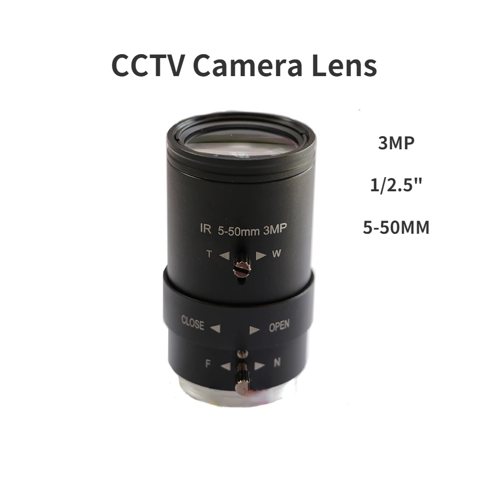 

3MP 5-50MM 1/2.5'' CS Mount CCTV Lens Manual Aperture Zoom Focus for CCD Surveillance Night Vision Camera Industrial Microscope