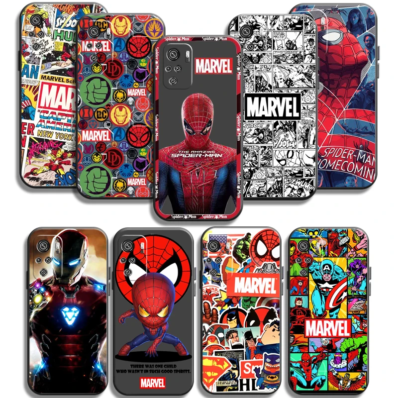 

Marvel Spider Man Hero Phone Cases For Xiaomi Redmi Note 10 10 Pro 10S 10 5G Carcasa Back Cover Soft TPU Funda