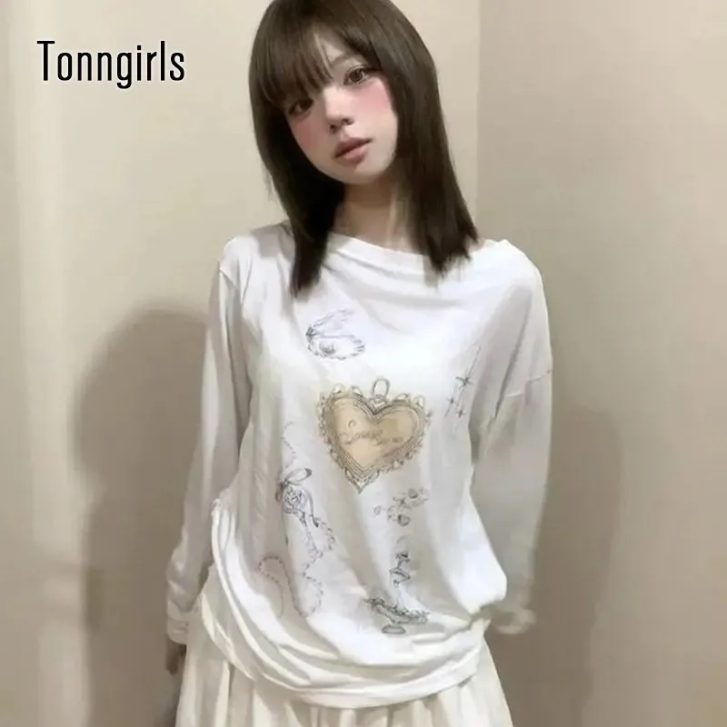 Футболка Tonngirls с принтом в стиле Харадзюку женские повседневные свободные топы