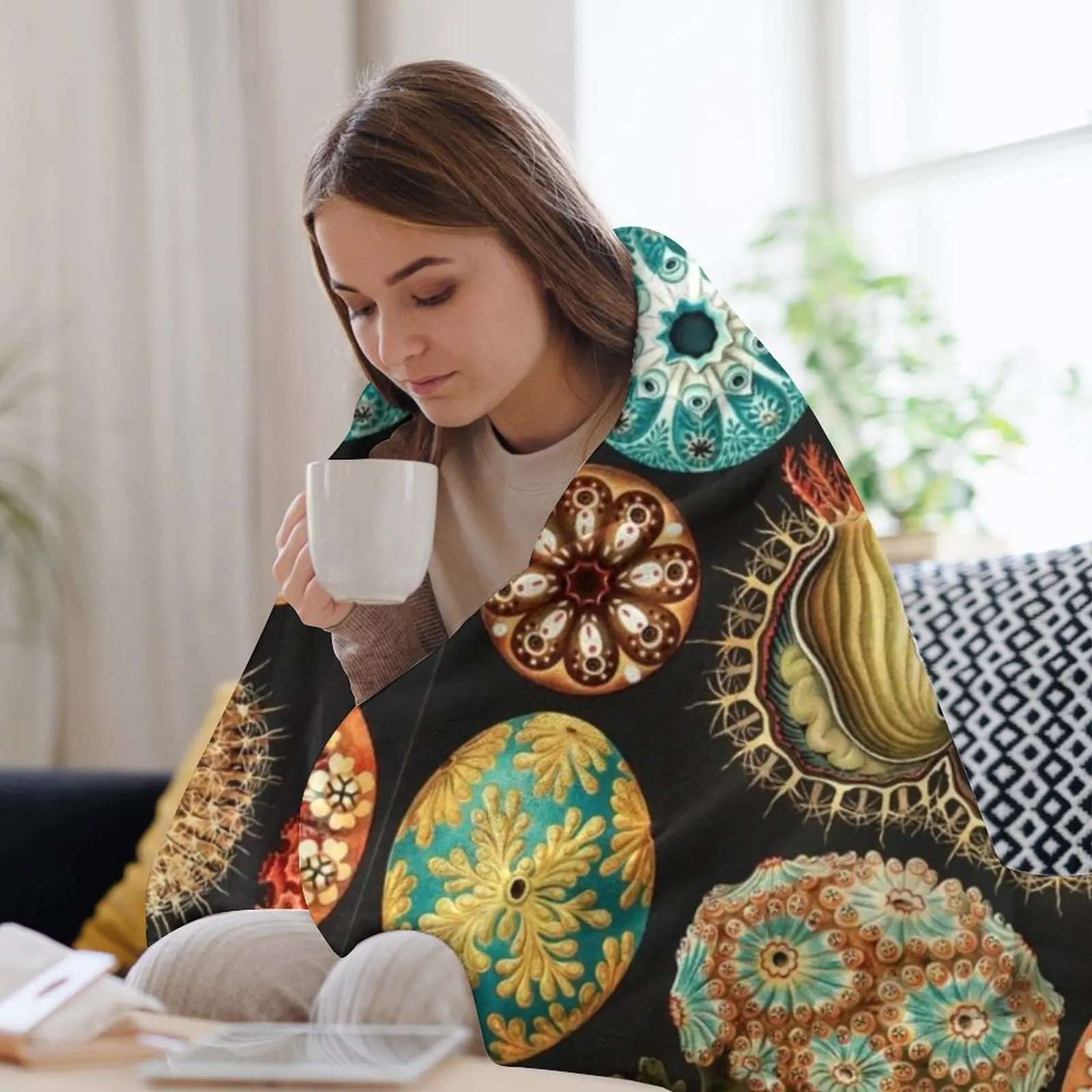 Art Forms in Nature от Ernst Haeckel Декоративное одеяло Дизайнеры для волос Летнее постельное