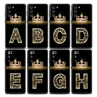 fashion diamond crown letter a m samsung case for galaxy s7 s8 s9 s10e s21 s20 fe plus note 20 ultra 5g soft silicone