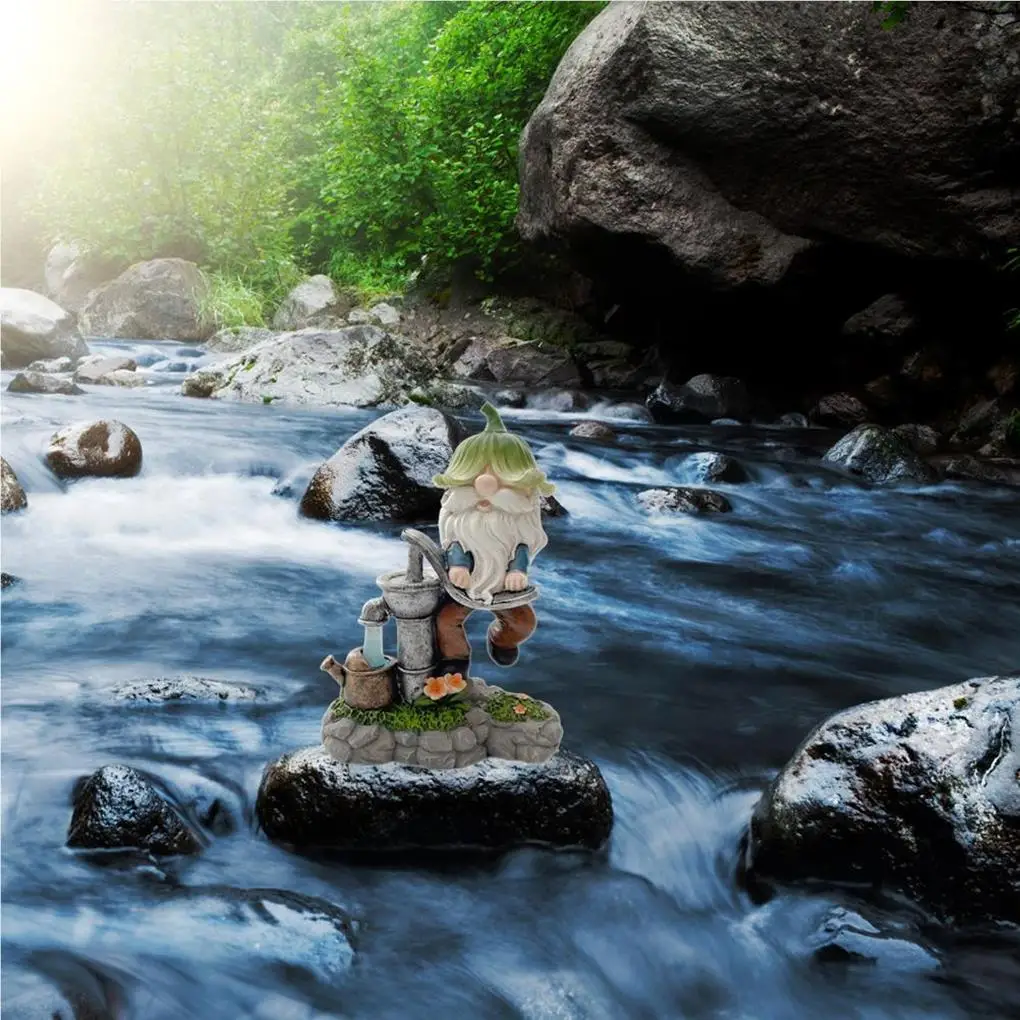 

Фигурка гнома, украшение для водяной лужайки, компактный размер в Европейском стиле, милый подарок, садовый декор для детей, полимерное реме...
