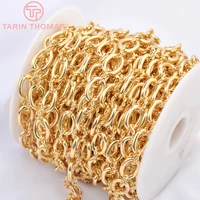51111 meter chain link 8x10mm 24k gold color brass necklace chains bracelet chains quality diy jewelry findings accessories