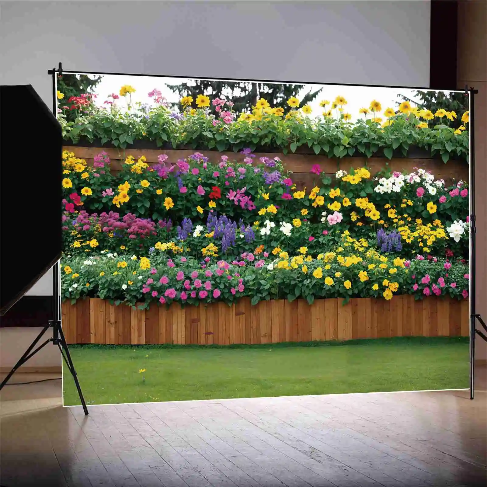 

Фоны для фотосъемки с изображением цветущих цветов весеннего сада забора стены зеленой лужайки пейзаж пользовательские детские фоны для фотосъемки баннеры