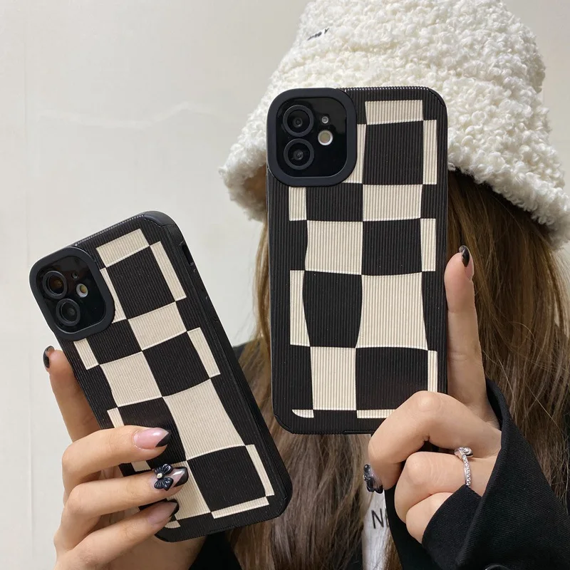 

Dirt-resistant Chessboard Plaid Phone Case for Huawei Mate30 P40Pro Nova8 Soft Protective Case for Huawei Mate40 Pro Soft Case