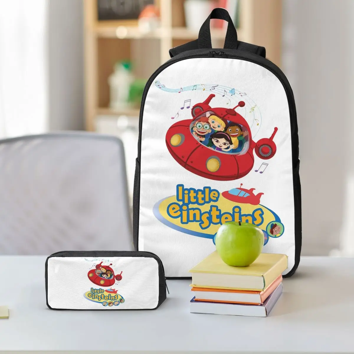 Фото Рюкзак Little Einsteins для школьников, для мальчиков и девочек, школьная сумка, сумка для ноутбука, сумки через плечо, 3 шт., изолированная сумка для обедов, пенал №2