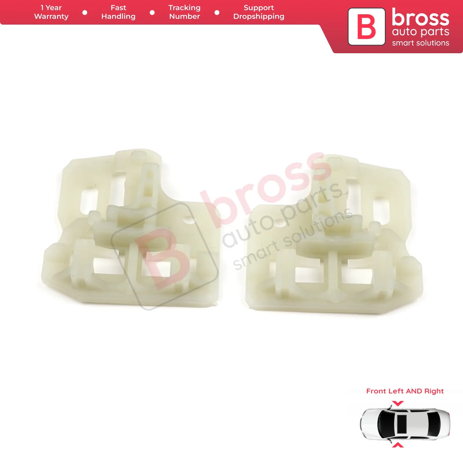 

Bross BWR211 + BWR212 2 Pieces Electrical Power Window Regulator Clips A and B, front Left or Right Doors for BMW X5 1999-2007