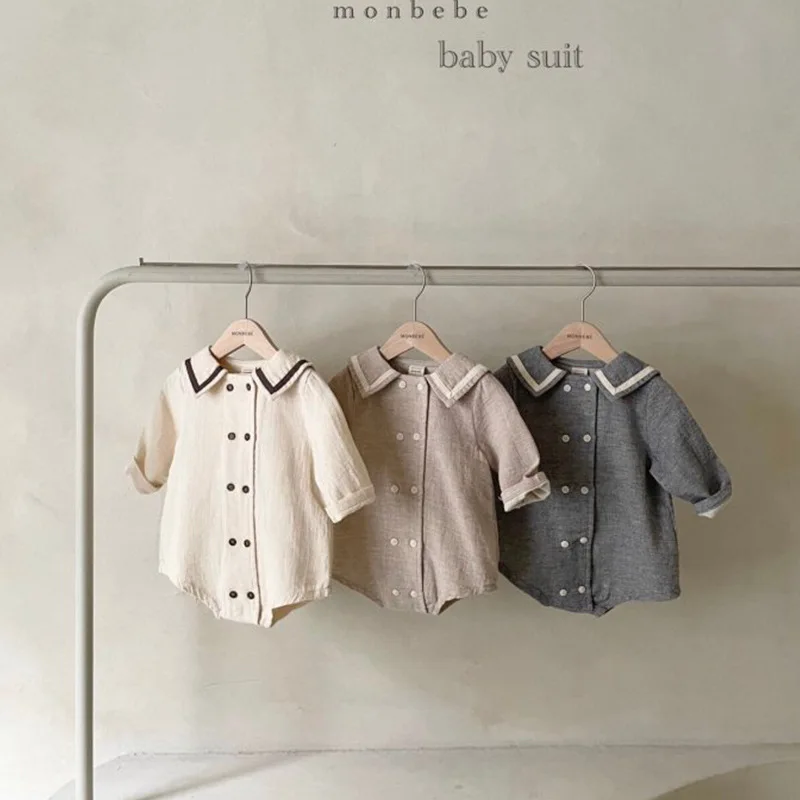 Детский комбинезон с длинным рукавом из хлопка и льна |