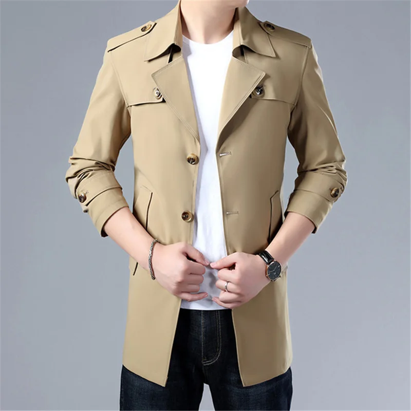 Spring and autumn windbreaker men's mid-length quality business men's jackets in 8 colors