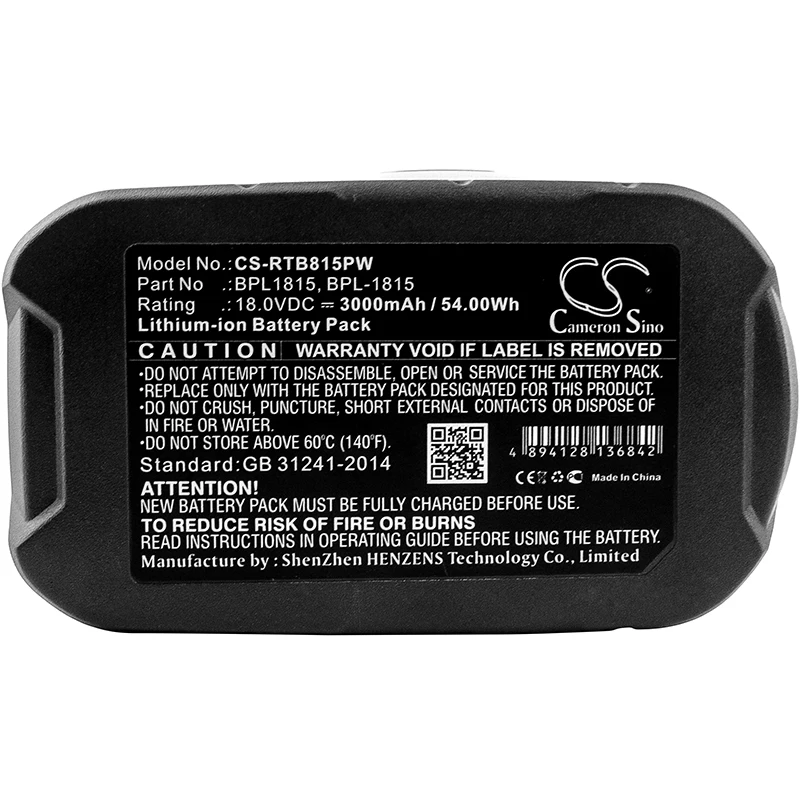 

CS 3000mAh Battery For Ryobi ABP1801 ABP1803 BCP1817/2SM BPL1815 BPL-1815 BPL18151 BPL1820 BPL-1820G BPP-1813 BPP-1815