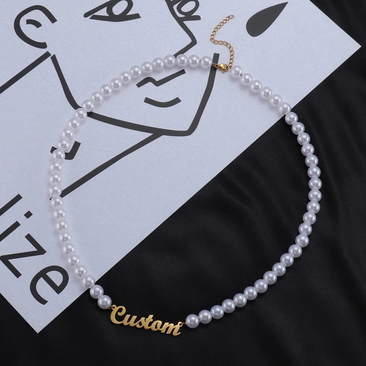 Luxury Waterproof Custom Name Pearl Necklace Bracelet Sets Personalized Letter Engraving Party Jewelry Sets Elegant Gifts